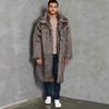 Men's Faux Fur Coat Winter Long Faux Mink Jacket Coat Fluffy Thick Trench Fake Fur Jacket for Men Windproof Long Sleeve Outerwear Warm Parka Overcoat