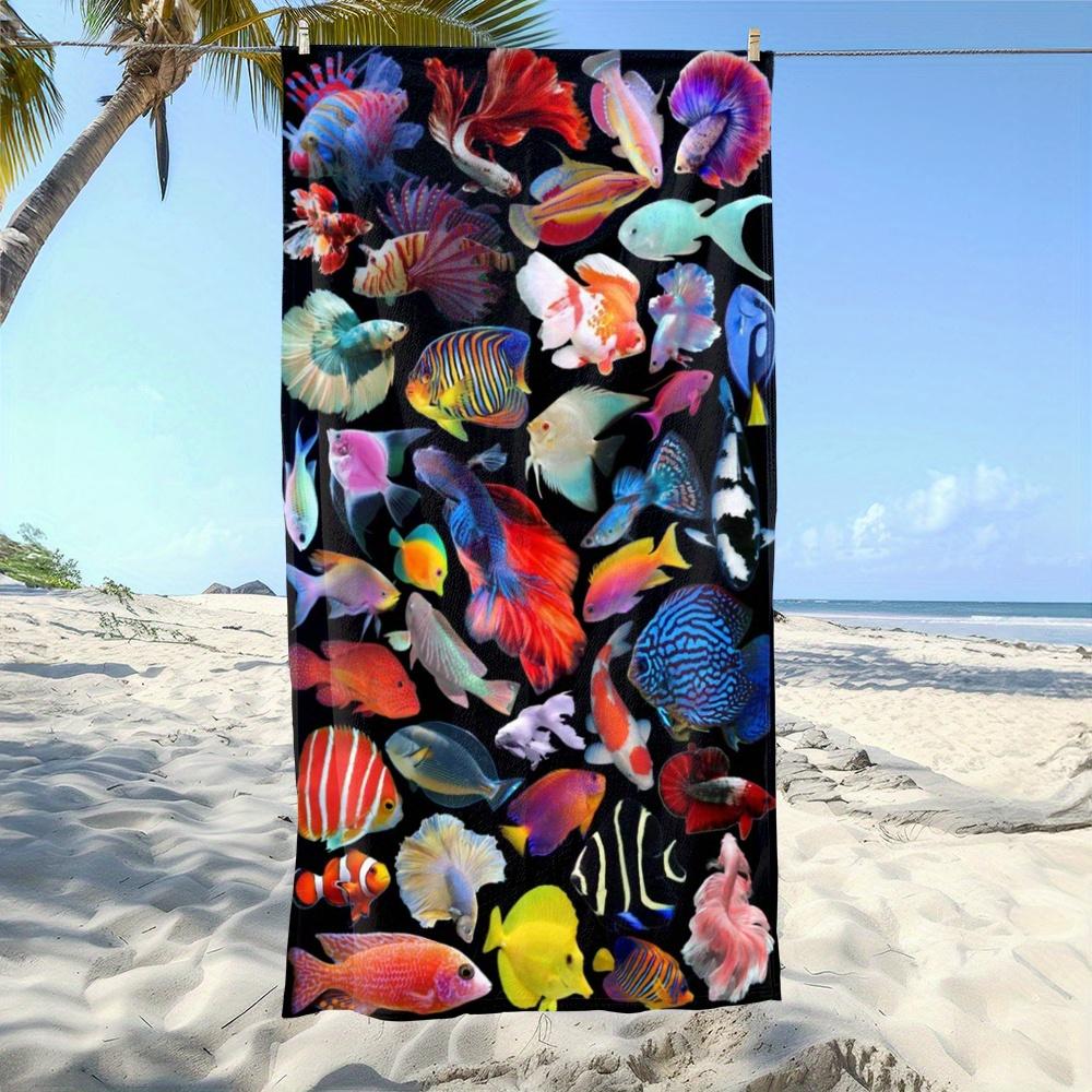 1pc Tropical Fish Beach Towel Colorful Sea Life Print Quick Dry Microfiber Large Bath Towel For Kids Adults Summer Swim Pool