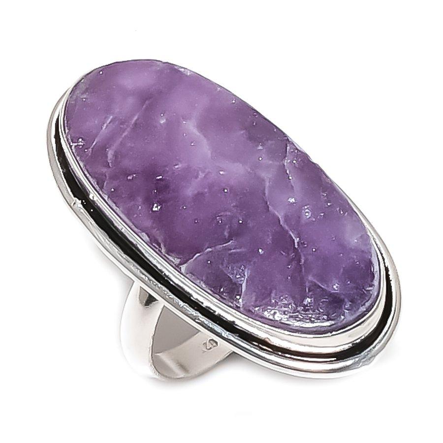 

Natural Lepidolite Gemstone 925 Sterling Silver Jewelry Ring Size 8.5 u7V20