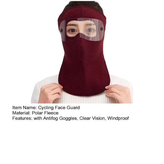 Winter Cycling Fleece Face Guard with Goggles Men Women Cold Weather Outdoor Clear Vision Windproof Antifog Goggle Thermal Full Face Guard