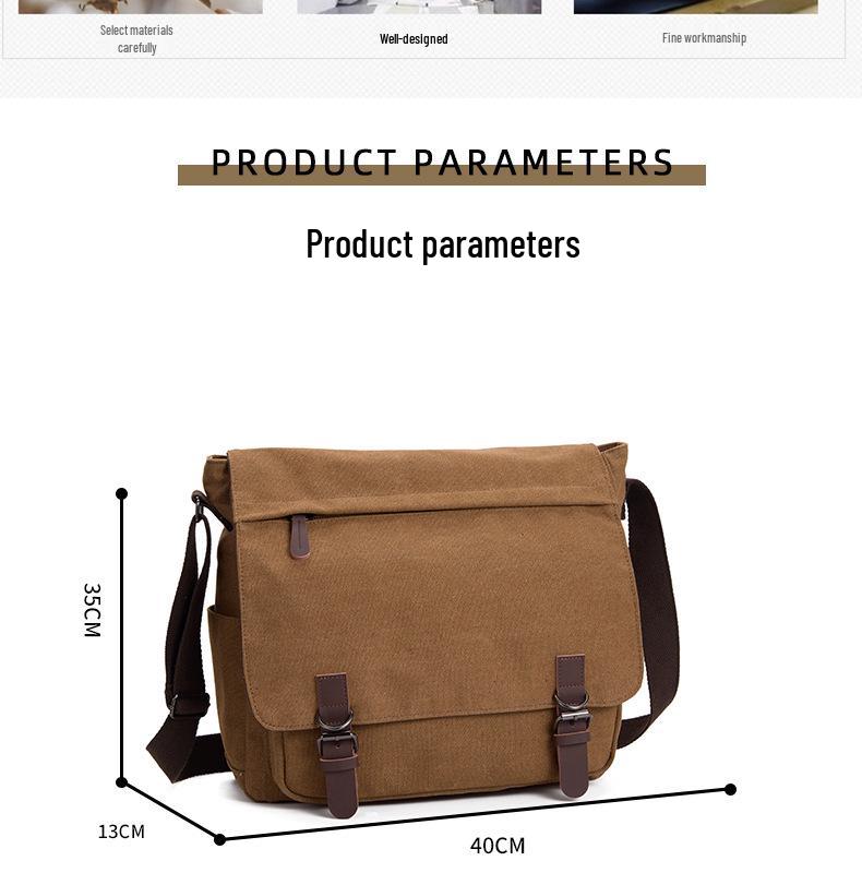 Men's Canvas Messenger Bag - Travel Crossbody, Shoulder Laptop Bag, Briefcase