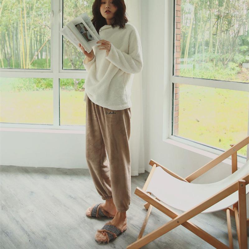 Dámské teplé sametové kalhoty Pyjama Pure Color Soft Pohodlné kalhoty