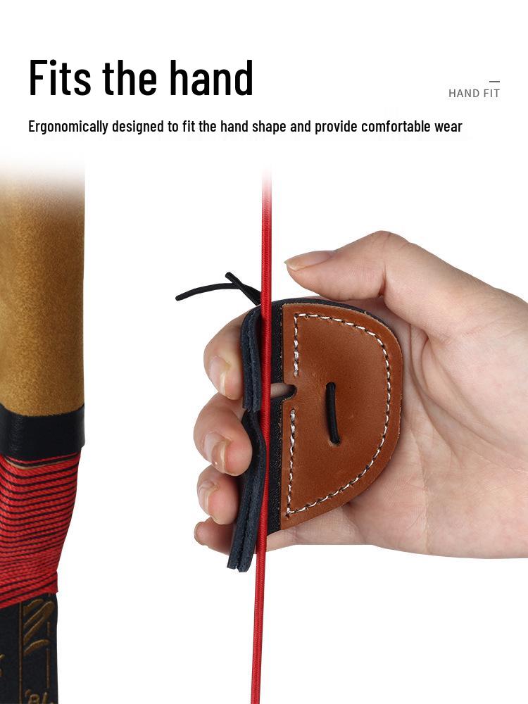 Adjustable Double Layer Leather Archery Finger Guard for Traditional Recurve Bows - Outdoor Hunting & Competitive Use