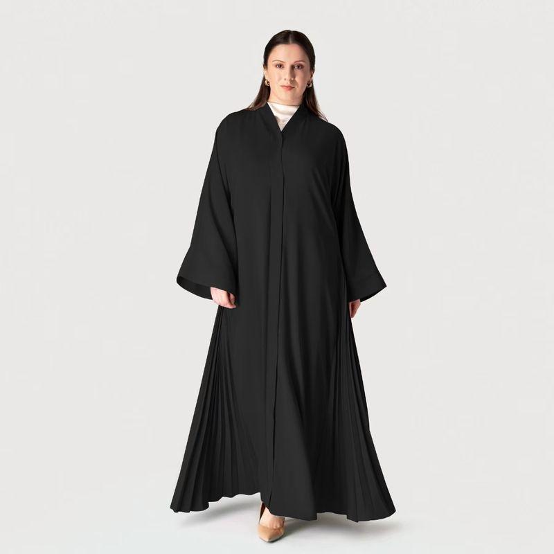 New Arrival Middle East Dubai Turkey Pleated Cardigan Robe Dress Lace up Pleated Dress