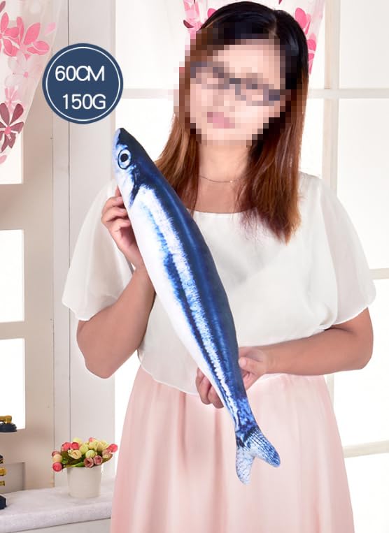 [dokidoki] Sanma (Pacific saury) Fish Cushion Sardine Cat Plush Toy, Cute and Fun Item, Perfect for Events, Parties, Halloween, and Instagram (55cm)