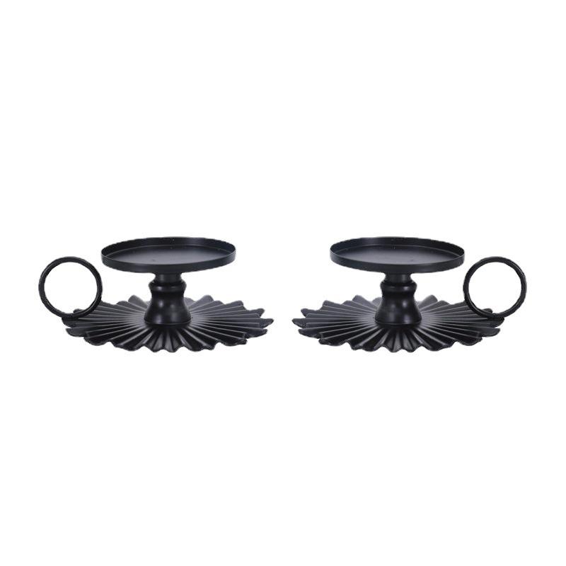 Retro Metal Candlestick European Style Wrought Iron Taper Candle Holder Stand With Handle For Desktop Decor