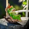 Garden Frog Figurine Frog Reading A Book on Rocking Chair Statue Resin