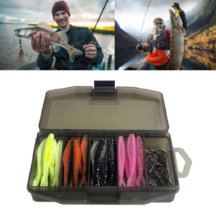 61Pcs Soft Lures Trouts Ribbon Fishing Lures Soft Colorful Fork Tail Swimbaits