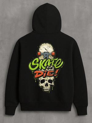 Men In 2025 Skateboard Skull Graphic Hoodie Natee Local Warehouse Permission Skate or Die!