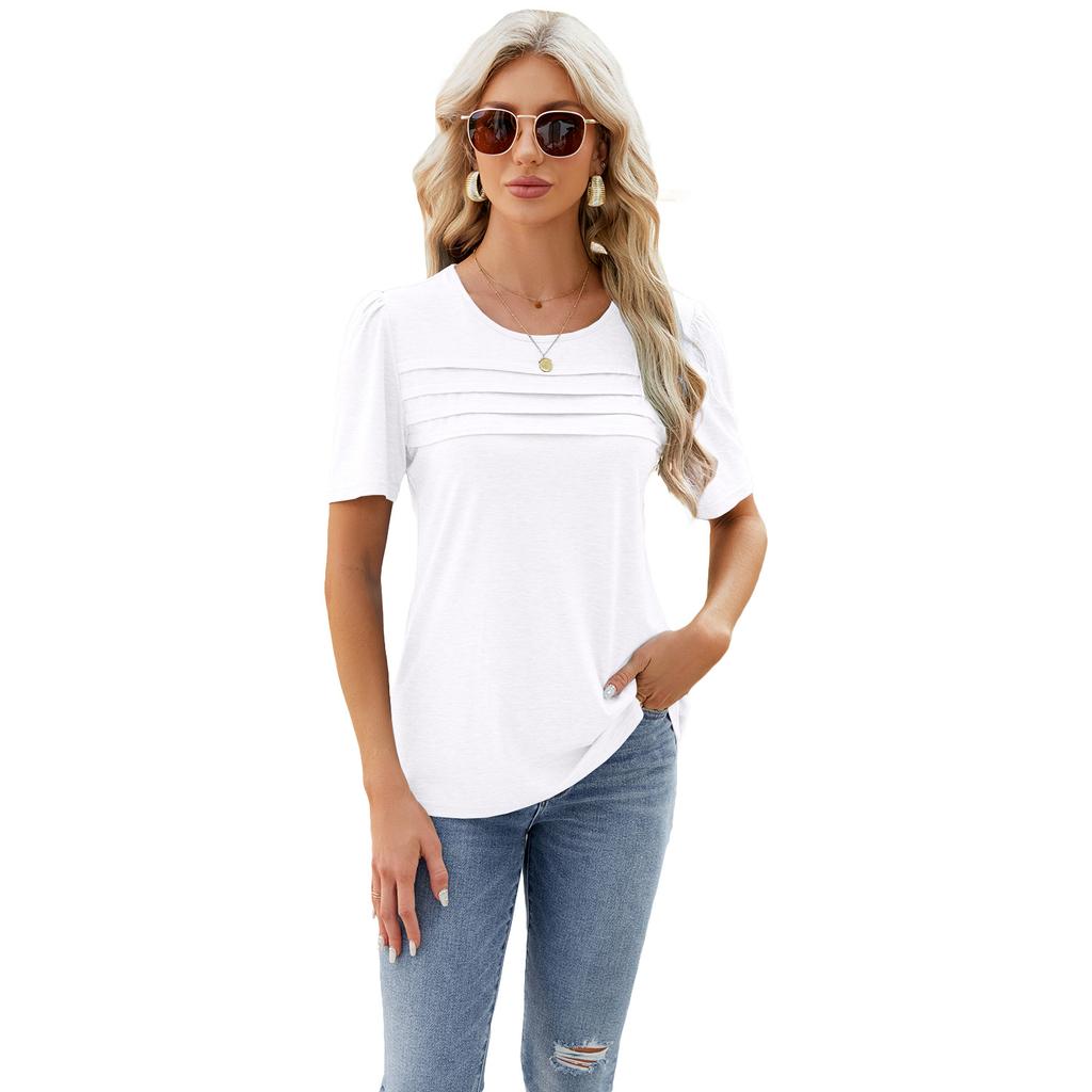 Spring And Summer New Style Daily Comfortable Basic Short Style Loose Short Sleeved T-Shirt Top Vest For Women