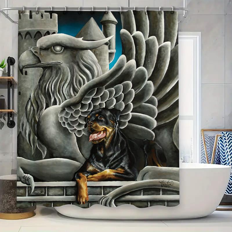 Fantasy-themed shower curtain with mythical dragon design for bathroom decor perfect gift 90x180cm