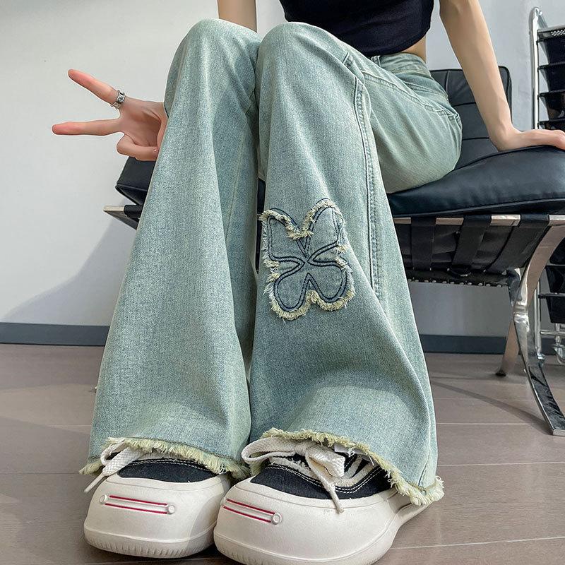 GMXI1A Women's Fashion Casual Solid Color Print High Waist Pants & Capris