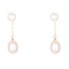 Natural pearl earrings, long drop style, designed for women, suitable for round faces, creating a slimming effect, simple and elegant, versatile for