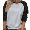 2026 Women's Color Block Long Sleeve Patchwork T-shirt: Simple Casual European American Fashion