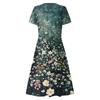 Women's Summer Casual Fashion Print Pocket Short Sleeve V-Neck Swing Dress