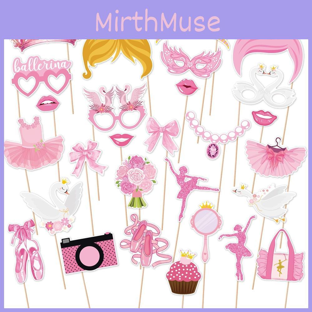 Ballet Theme Pink Photo Props With Sticks For Birthday Party Celebration