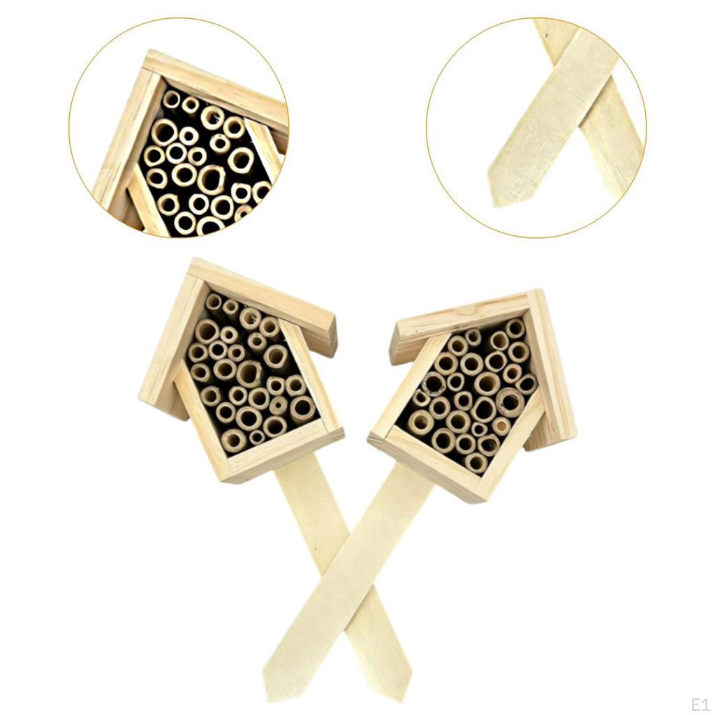 2 Pieces Wooden Bee House Box Decoration Shelter Ornament Sturdy Garden Habitat Butterfly Hotel