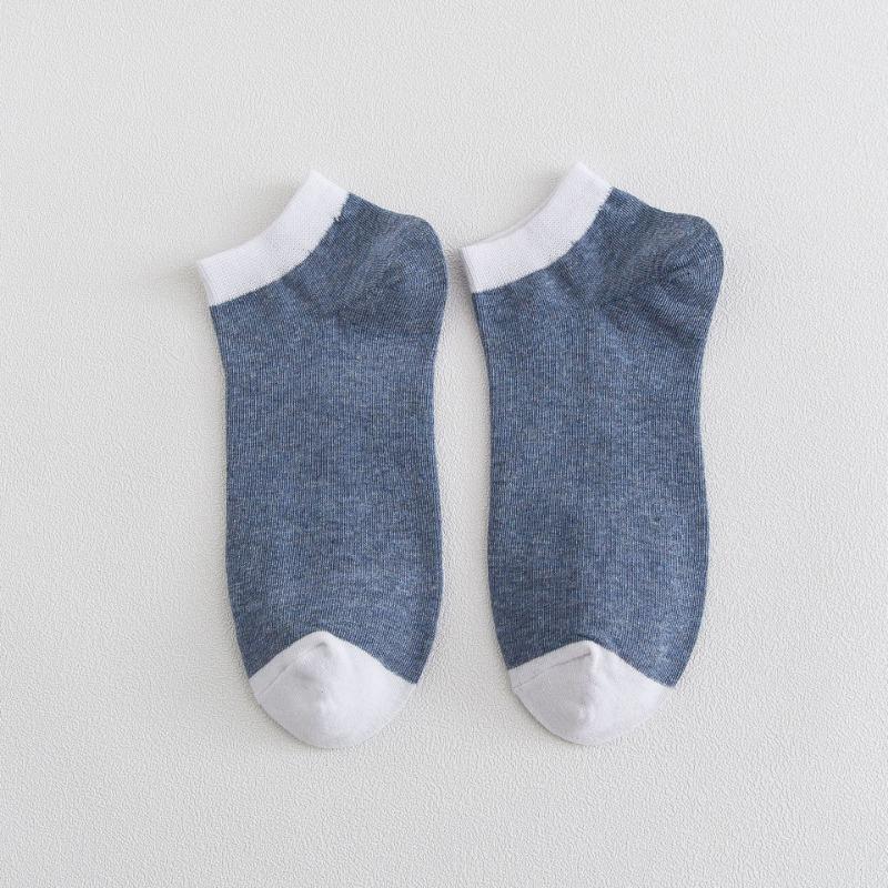 Men Spring and Summer New Products Simple Tie Color Cotton Breathable Boat Socks