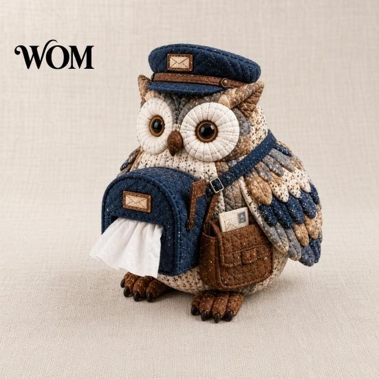 Easy Sewing Project Kit DIY Tissue Box Cover Kit, Owl Shape, Soft Textures Patchwork Woodland Animal Decor Handmade for Handicraft Enthusiast