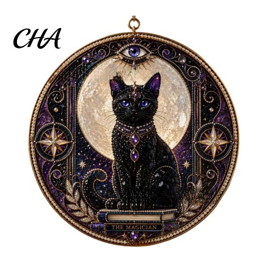 Window Hanging Decor Black Cat Diamond Art Kits for Adults Beginners, DIY Material Package, Beginner Crafting Set Painting Craft Home Wall & Supplies