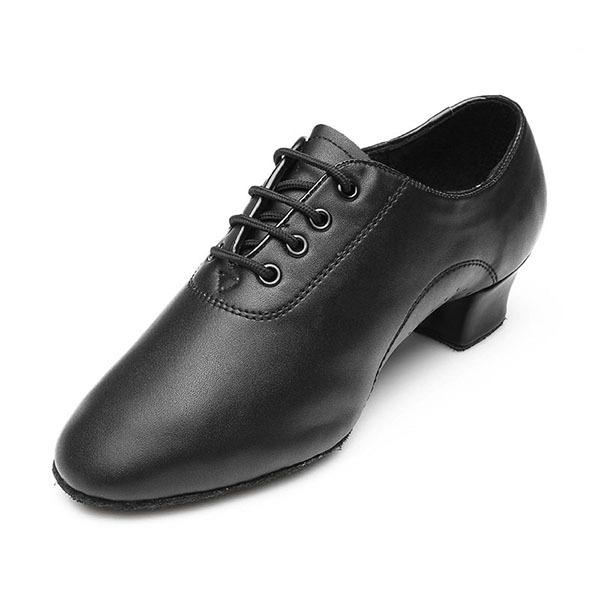 Men Modern Dance Shoes Waltz Dance Shoes Low Heel Square Dance Bright Leather Soft Bottom Fur Sole Boy Sneakers