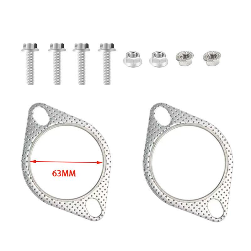 2 Bolt Exhaust Flange Gasket Kit, Car Exhaust Seal Gasket with Bolts Nuts Washers, Diamond 2 Hole for Auto Exhaust Repair
