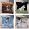 Dekor Niedliches Sibirischer Husky Kissenbezug Haustier Hund Gedruckt Super Weich Kurzer Plüsch Kissenbezug 45*45cm Tier Kissenbezug für Sofa