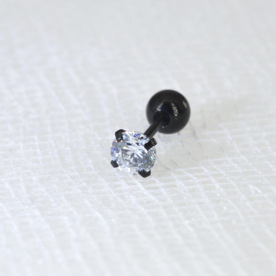 0.8mm Thick Minimalist Zircon 3-Prong Stud Earrings, Stainless Steel Screw for Ear Cartilage, Available in 1.5-5mm.