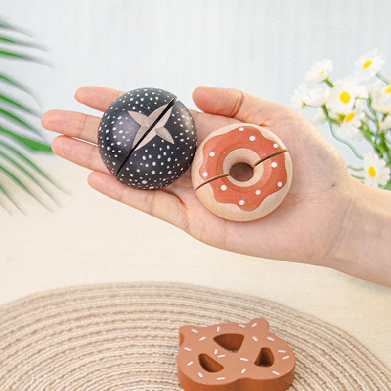 Funny Simulation Wooden Velcro Bread Cutting Game Children Toy Set For Gift Kid