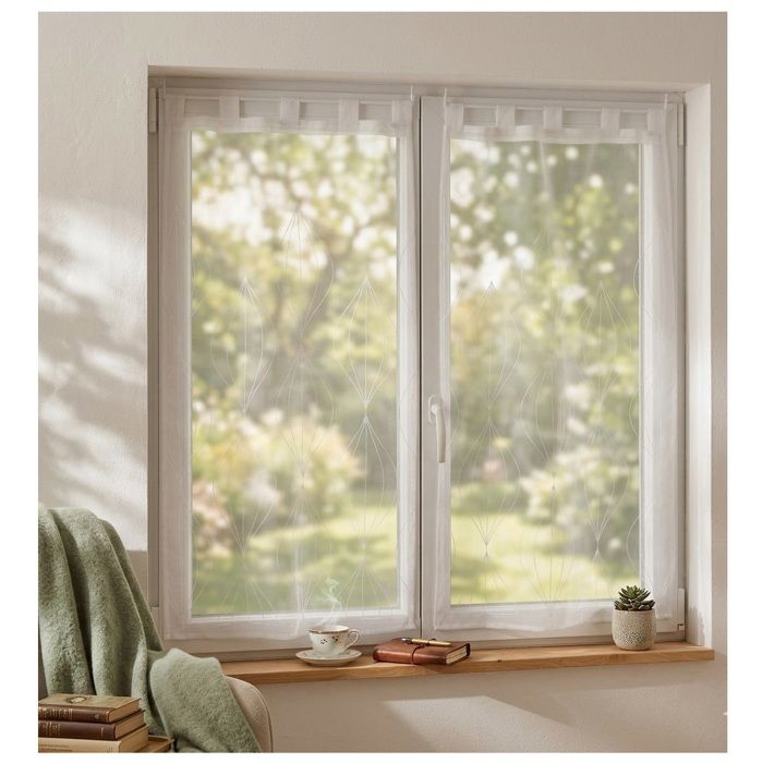 Paire de voilages voile sable 60 x 160 cm Galacte blanc