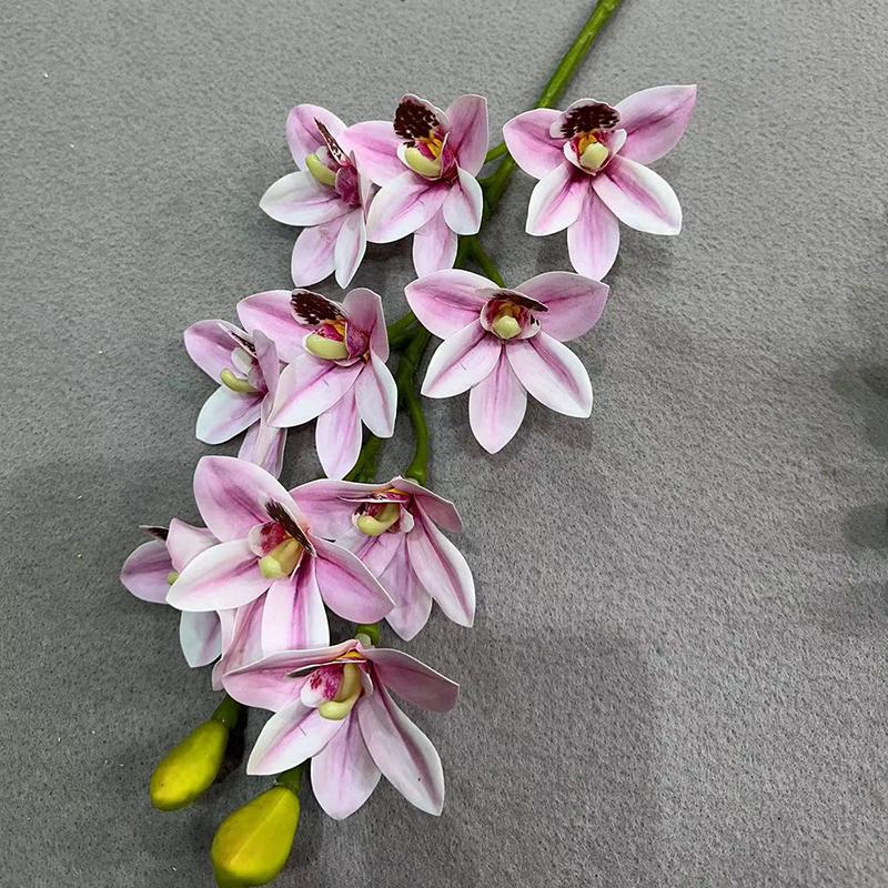Artificial Cymbidium Hookerianum 10 Heads Simulated Vanda Cymbidium Tropical Phalaenopsis Tiger Orchid Plant