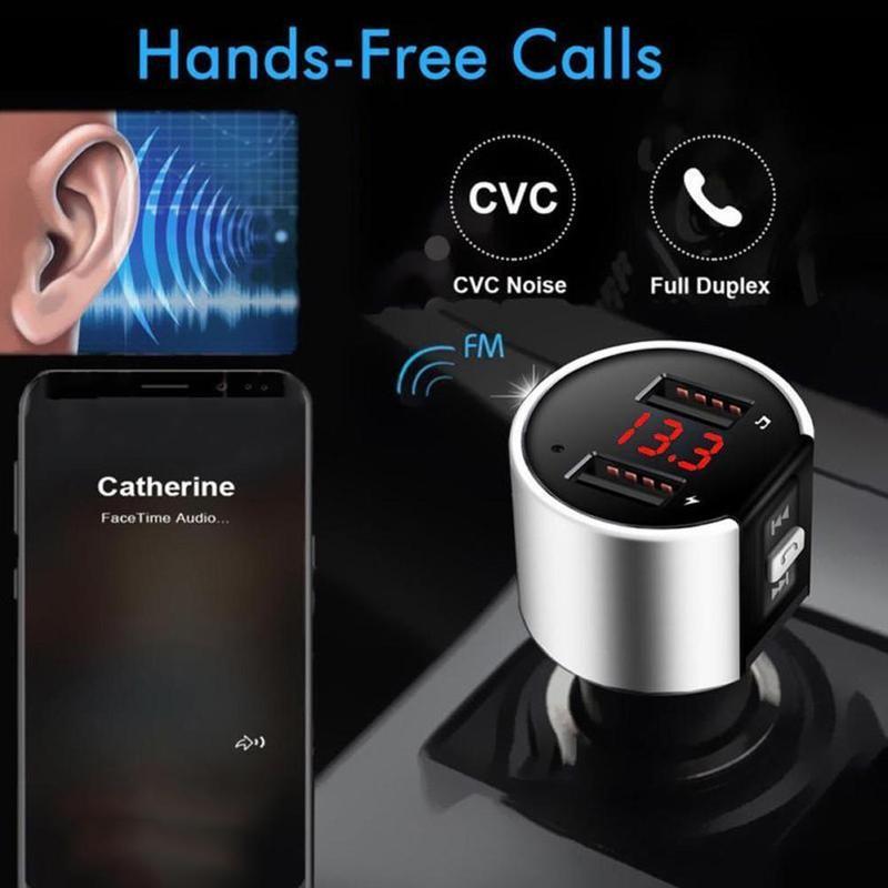 Dual USB FM Transmitter Audio Aux Modulator Fast Car Charging Bluetooth Handsfree Calling Car Kit Car Radio MP3 Player