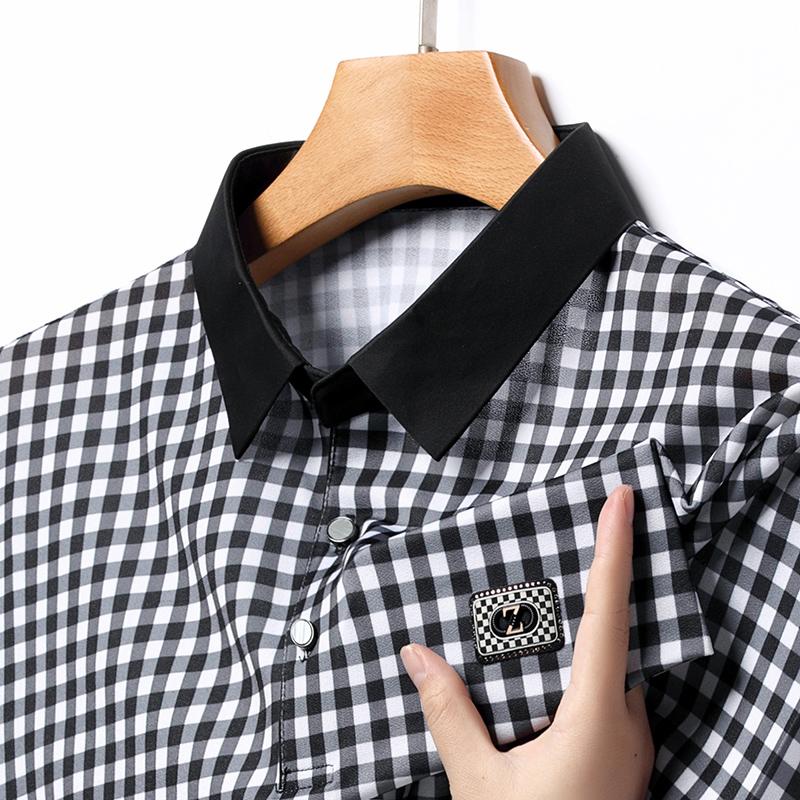 Heren Poloshirt High-End Mode Geruit Jacquard Korte Mouw Zomer Kwaliteit Kraag T-shirt Zakelijke Herenkleding L wit