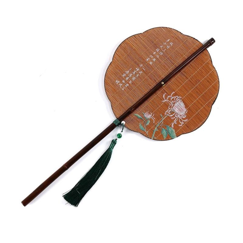 

Handheld Folding Fan Round Foldable Hand Fan Ancient Styles Waist Fan Bamboos Folding Fan Party Wedding Home Decoration