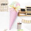 Personalized Candy Tube Ice Cream Cone Shaped Treat Bag for Kids, Triangle Fabric Holder Educational Encouragement Gift with Ribbon Bow Holiday,