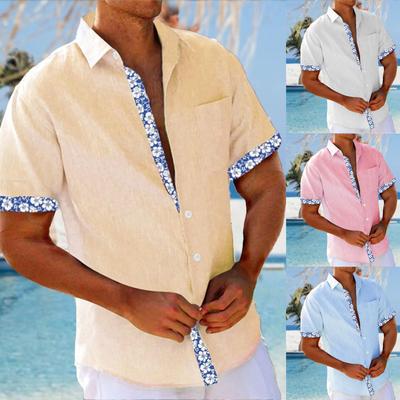 Men's Vintage Button Down Bowling Shirts Short Sleeve Summer Beach Shirt