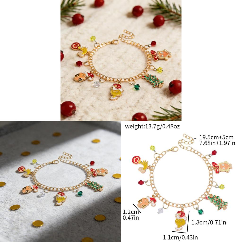 Christmas Chain Bracelet With Cartoon Characters For Holiday Party Gift And Festive Decor