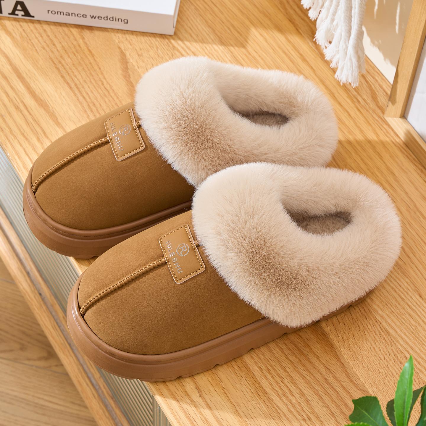 

Платформа Женские Домашние Тапочки Плюшевые Теплые Толстая Подошва Шлепанцы Дышащие Мягкие Нескользящие Тапочки 40-41 коричневый