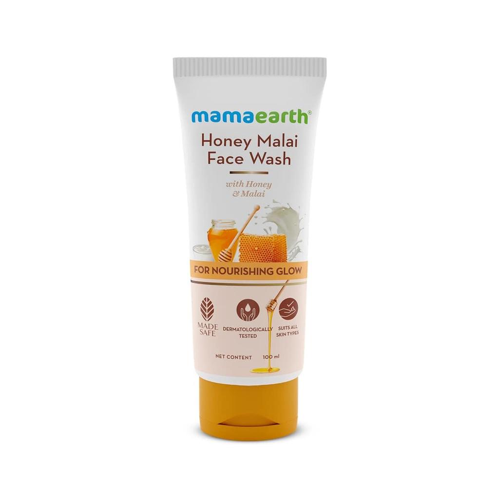 Mamaearth Honey Malai Face Wash 100 Ml For Nourishing Glow & Radiant Skin | Gentle Daily Cleanser For Dry & Combination Skin