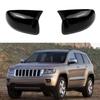 1 Pair Bright Black ABS Car Rearview Mirror Covers - Horn Style Shells.