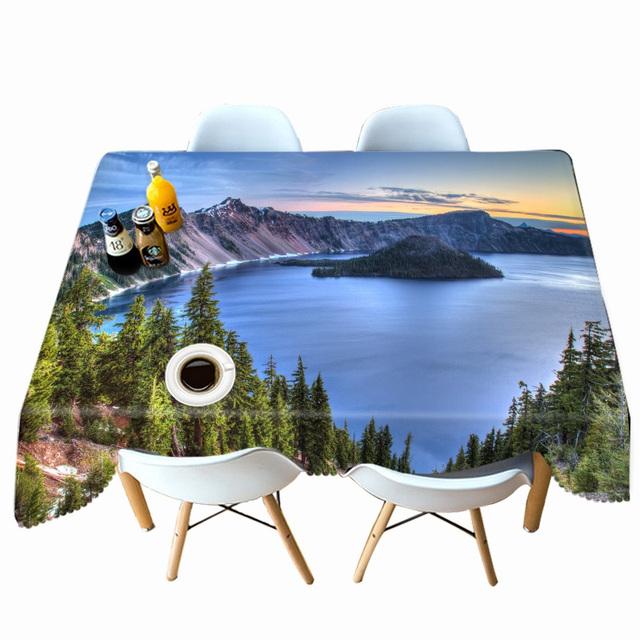 

Утолщенная хлопковая скатерть с естественным пейзажем, узором из ландшафта, прямоугольная/круглая скатерть для свадьбы, пикника, вечеринки 90 X 150CM