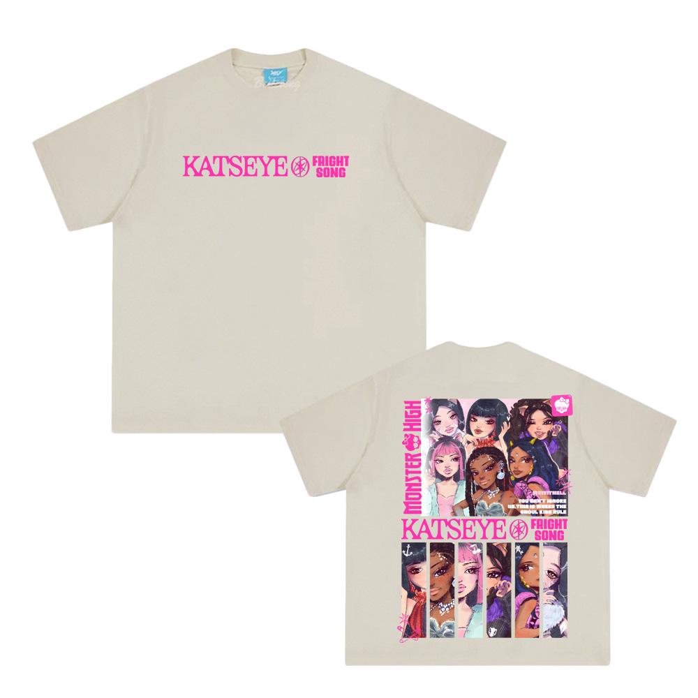 KATSEYE Manga T-skjorter Ny Stil Trend 100% Bomull Høy Kvalitet T-skjorte Sommer Koreansk Jentegruppe O-hals Casual Topp