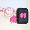 Y2K Cute Solid Color 3D Love Heart + EVA Storage Bag Set Charger For IPhone 11 12 13 14 15 18W-20W Fast Charge Protection Cover