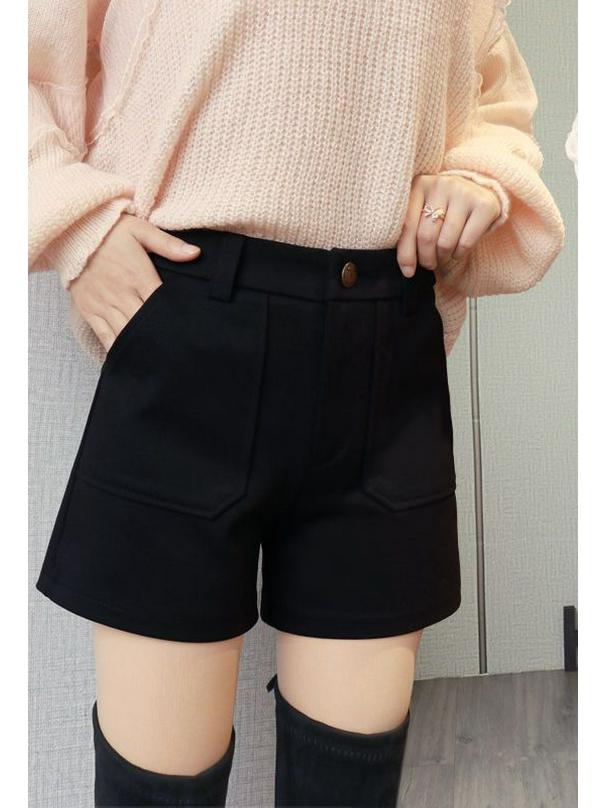 Women's High Waist A-line Wool Shorts, 2025 Autumn/Winter - Slimming, Wide-leg, Versatile Elastic Waist