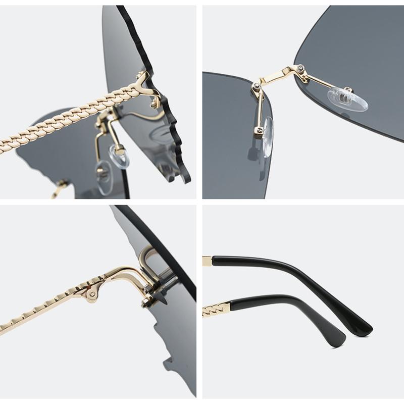 Auto-Schmetterlings-Sonnenbrille für Herren und Damen, UV-Schutz, Vintage-Radsport, randlose Sonnenbrille aus Metall