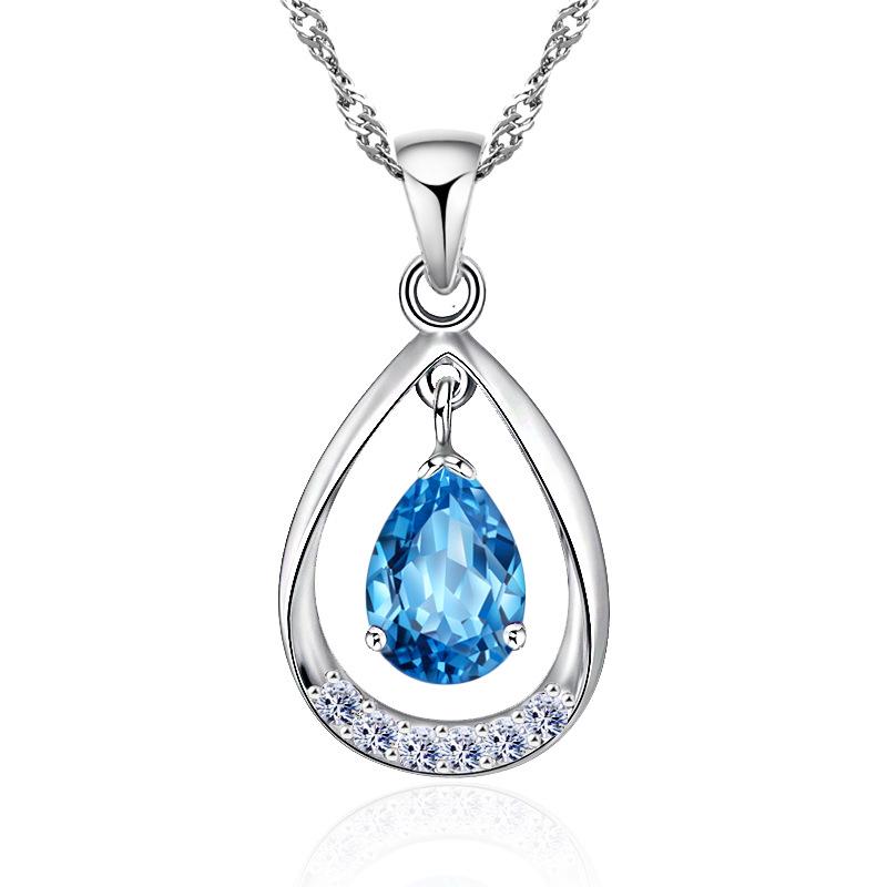 

Ожерелье из стерлингового серебра 925 пробы в форме капли с подвесками из топаза, граната и аметиста - Элегантный подарок для женщин 925 Sterling Silver