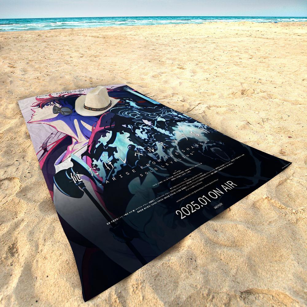 Anime Solo Leveling Microfiber Beach Towel Absorbent Quick Dry Soft Yoga Swimming Resort Mountain Climbing Towel