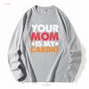La Tua Mamma È Il Mio Cardio Maglietta 100% Cotone Premium Divertente Vintage Lavato Casual Alla Moda Uomo Morbido Versatile Top Per L'Uso Quotidiano