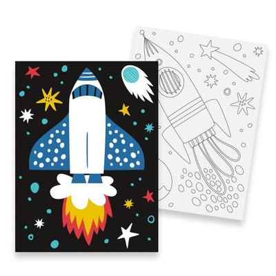 MégaCréa DIY - Paint by Number for Kids Rocket 18 X 24 Cm 2 Pieces