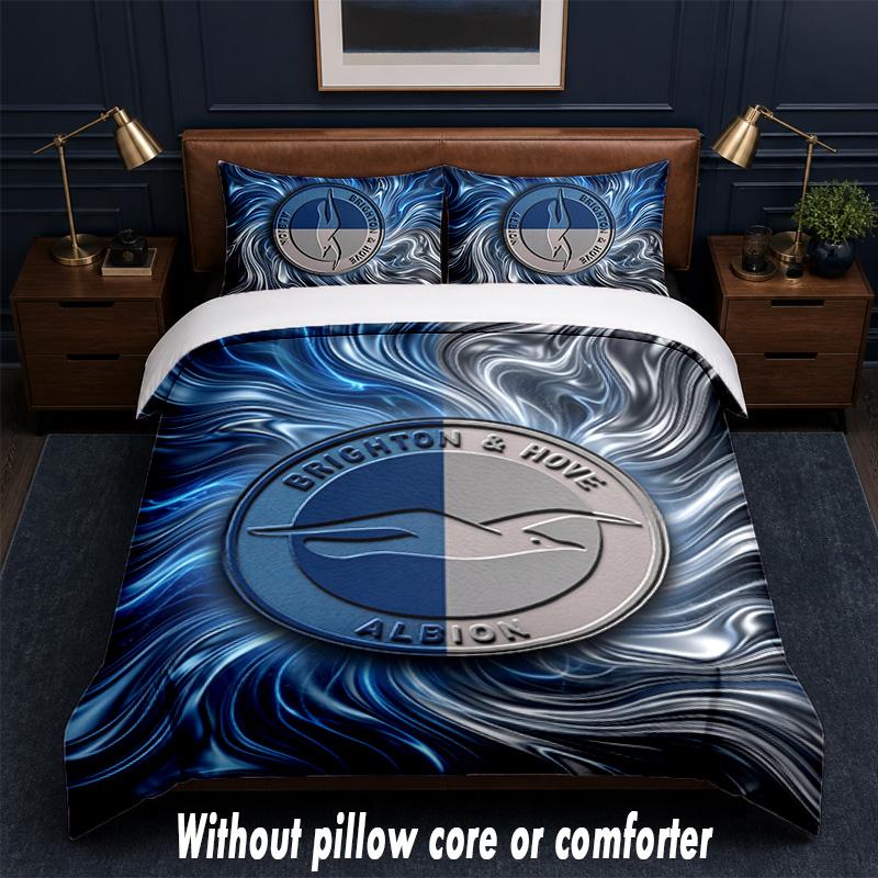 Brighton & Hove Albion Football Design Ensemble de literie 1 housse de couette + 2 taies d'oreiller Linge de lit doux respirant pour la maison